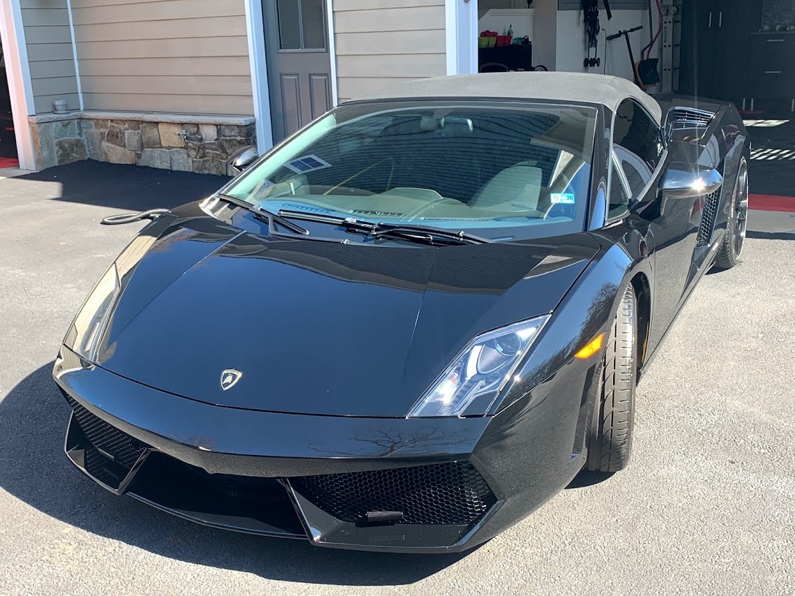AGV Mobile Car Detailing — black Lamborghini Gallardo front view after full detail